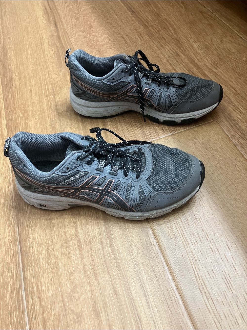 Asics Gray Athletic Running Shoes with Black Laces